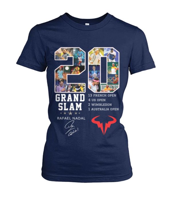 20 Grand Slam,Rafael Nadal,13 French Open,4 Us Open,2 Wimbledon,1 Australia Open Shirt.