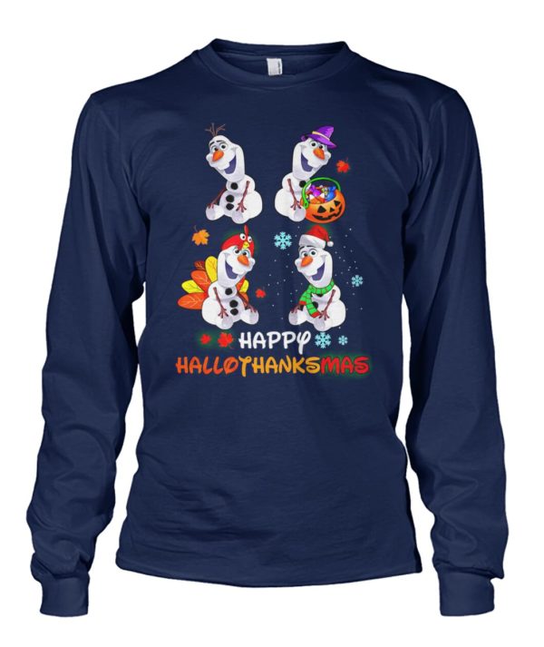 Snowman Olaf Happy Hallothanksmas Halloween Thanksgiving Christmas Shirt