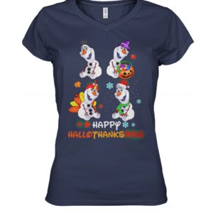 Snowman Olaf Happy Hallothanksmas Halloween Thanksgiving Christmas Shirt image Snowman Olaf Happy Hallothanksmas Halloween Thanksgiving Christmas Shirt