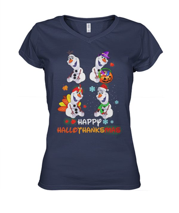 Snowman Olaf Happy Hallothanksmas Halloween Thanksgiving Christmas Shirt