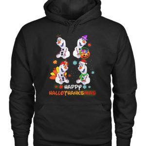 Snowman Olaf Happy Hallothanksmas Halloween Thanksgiving Christmas Shirt image Snowman Olaf Happy Hallothanksmas Halloween Thanksgiving Christmas Shirt