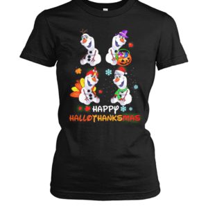 Snowman Olaf Happy Hallothanksmas Halloween Thanksgiving Christmas Shirt image Snowman Olaf Happy Hallothanksmas Halloween Thanksgiving Christmas Shirt
