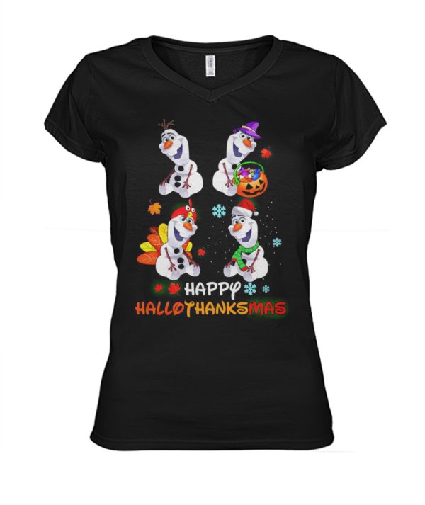 Snowman Olaf Happy Hallothanksmas Halloween Thanksgiving Christmas Shirt