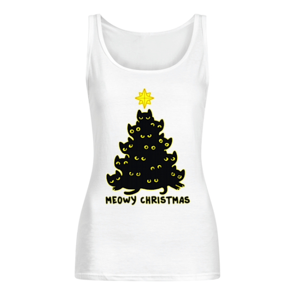 Black Cat Christmas Tree Meowy Christmas Shirt