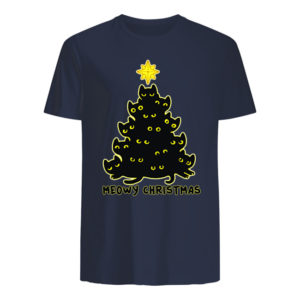 Black Cat Christmas Tree Meowy Christmas Shirt