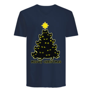 Black Cat Christmas Tree Meowy Christmas Shirt