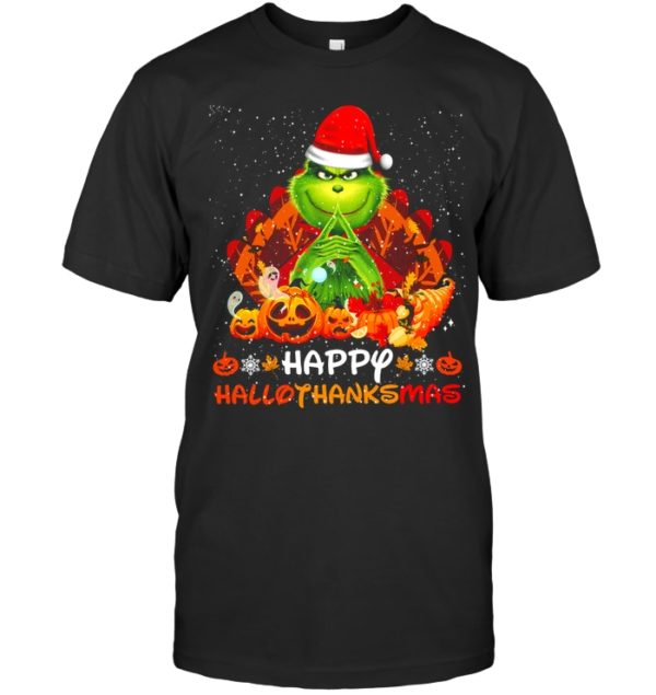 Happy Hallothanksmas Grinch & Thanksgiving Shirt