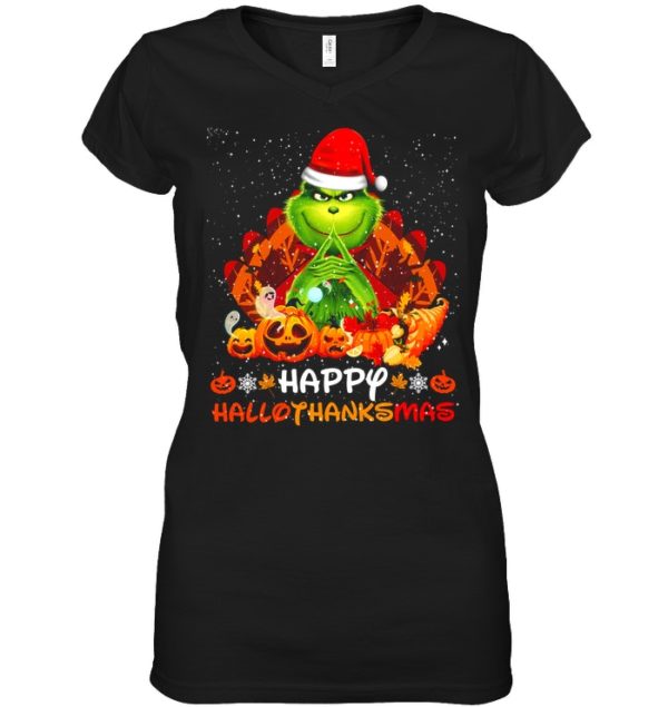 Happy Hallothanksmas Grinch & Thanksgiving Shirt