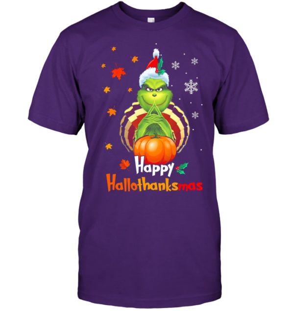 Hppy Hallothanksmas Green Christmas Halloween Thanksgiving Shirt