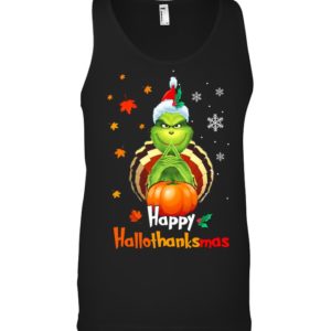 Hppy Hallothanksmas Green Christmas Halloween Thanksgiving Shirt