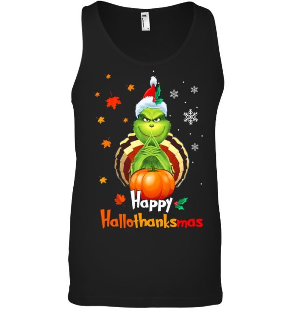 Hppy Hallothanksmas Green Christmas Halloween Thanksgiving Shirt