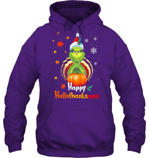 Hppy Hallothanksmas Green Christmas Halloween Thanksgiving Shirt