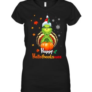 Hppy Hallothanksmas Green Christmas Halloween Thanksgiving Shirt