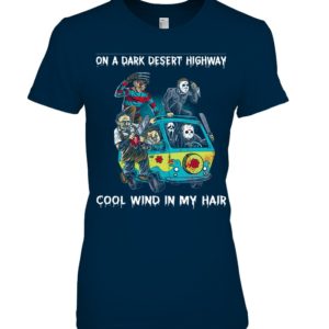 Jason Freddy On A Dark Desert Highway, Cool Wind In My Hair Halloween Shirt image Jason Freddy On A Dark Desert Highway, Cool Wind In My Hair Halloween Shirt
