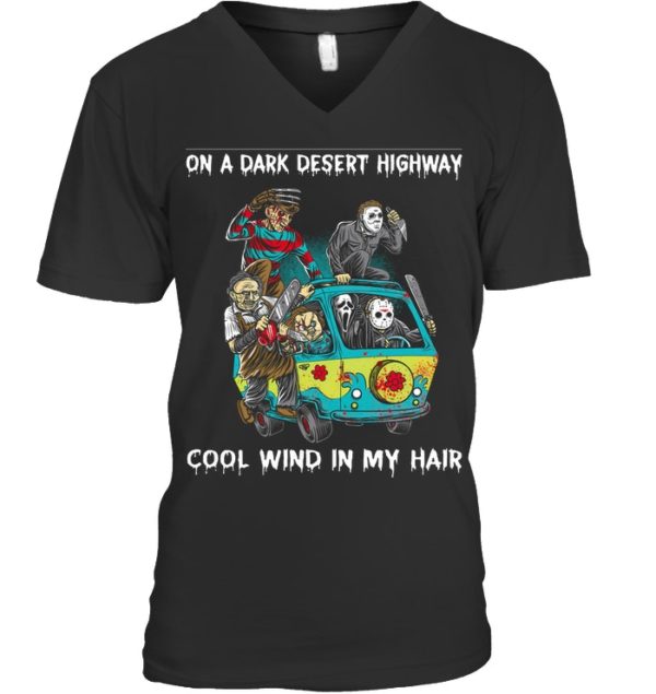 Jason Freddy On A Dark Desert Highway, Cool Wind In My Hair Halloween Shirt