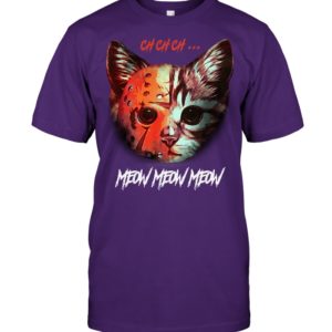 Meow Meow Meow Funny Halloween Cat Shirt.