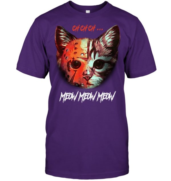 Meow Meow Meow Funny Halloween Cat Shirt.