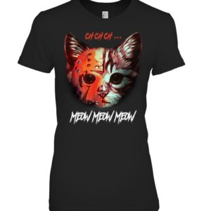 Meow Meow Meow Funny Halloween Cat Shirt.