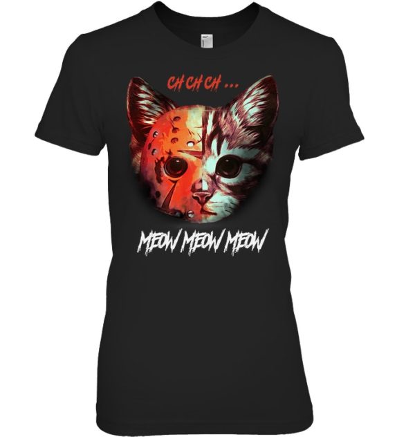 Meow Meow Meow Funny Halloween Cat Shirt.