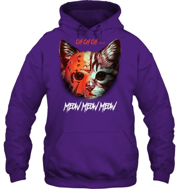 Meow Meow Meow Funny Halloween Cat Shirt.