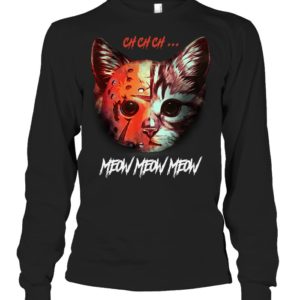 Meow Meow Meow Funny Halloween Cat Shirt.