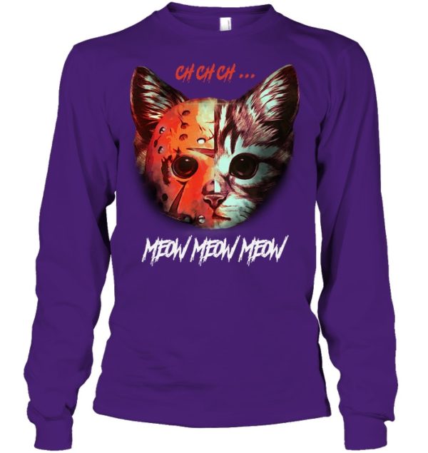 Meow Meow Meow Funny Halloween Cat Shirt.