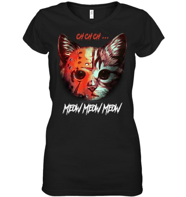 Meow Meow Meow Funny Halloween Cat Shirt.