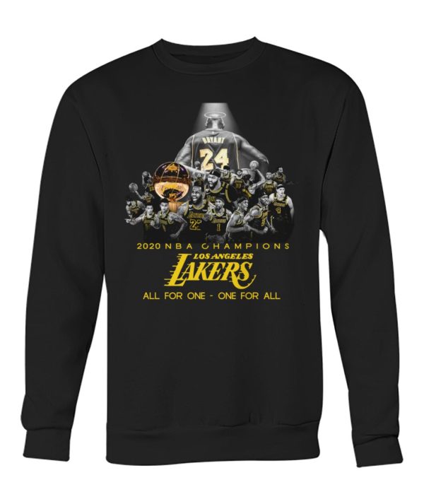 2020 NBA Champions Los Angeles Lakers All For One One For All Shirt.