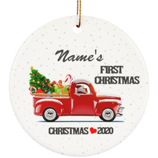 First Christmas 2020 Personalized Baby's Name Ceramic Circle Ornament