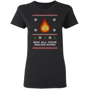 Studio Ghibli Calcifer May All Your Bacon Burn How's Moving Castle Ugly Christmas Shirt image Studio Ghibli Calcifer May All Your Bacon Burn How's Moving Castle Ugly Christmas Shirt