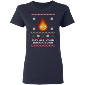 Studio Ghibli Calcifer May All Your Bacon Burn How's Moving Castle Ugly Christmas Shirt image Studio Ghibli Calcifer May All Your Bacon Burn How's Moving Castle Ugly Christmas Shirt