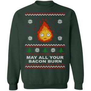 Studio Ghibli Calcifer May All Your Bacon Burn How's Moving Castle Ugly Christmas Shirt image Studio Ghibli Calcifer May All Your Bacon Burn How's Moving Castle Ugly Christmas Shirt