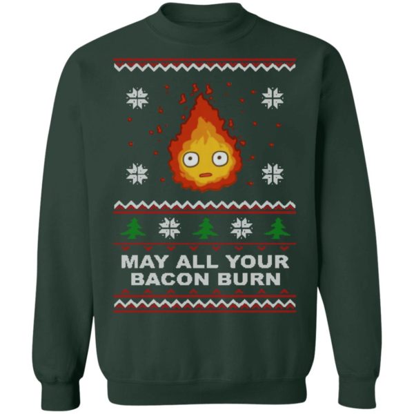 Studio Ghibli Calcifer May All Your Bacon Burn How's Moving Castle Ugly Christmas Shirt