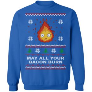 Studio Ghibli Calcifer May All Your Bacon Burn How's Moving Castle Ugly Christmas Shirt image Studio Ghibli Calcifer May All Your Bacon Burn How's Moving Castle Ugly Christmas Shirt