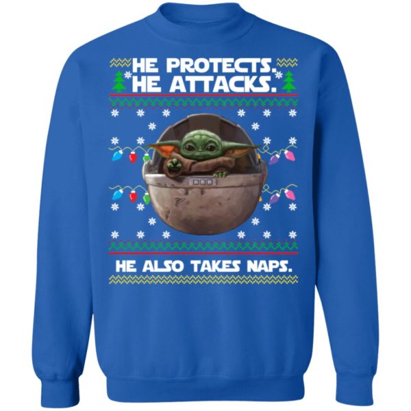 Baby Yoda He Protects He Also Takes Naps Christmas Shirt