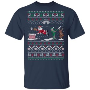 Santa Playing Baseball Funny Ugly Christmas Shirt