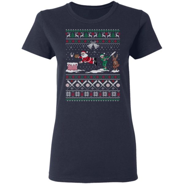 Santa Playing Baseball Funny Ugly Christmas Shirt