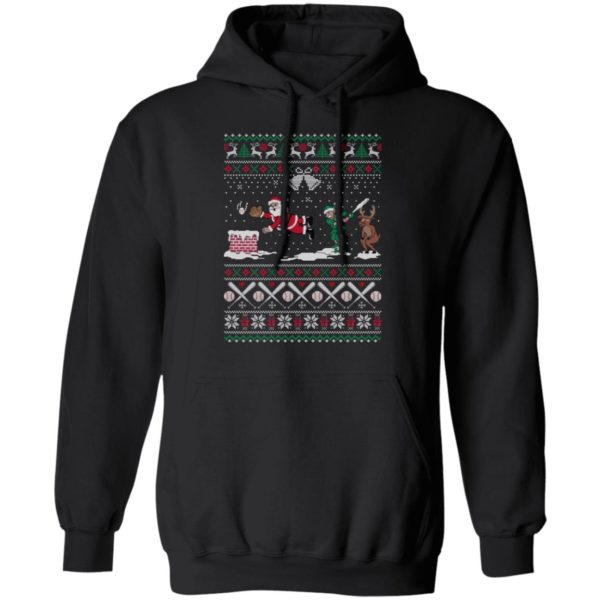Santa Playing Baseball Funny Ugly Christmas Shirt
