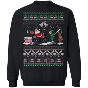 Santa Playing Baseball Funny Ugly Christmas Shirt