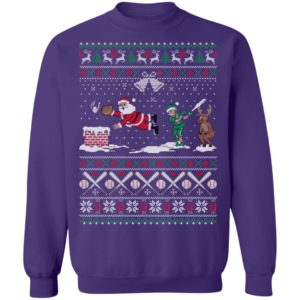 Santa Playing Baseball Funny Ugly Christmas Shirt