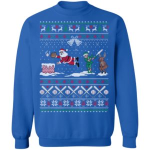 Santa Playing Baseball Funny Ugly Christmas Shirt