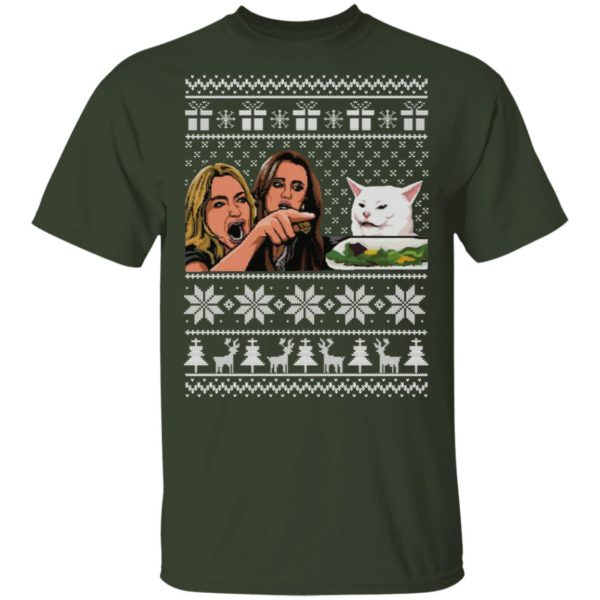 Woman Yelling At A Cat Christmas Shirt