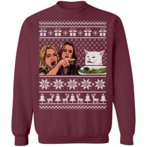 Woman Yelling At A Cat Christmas Shirt