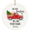 Our First Christmas As Mr & Mrs Personalized Ceramic Circle Ornament