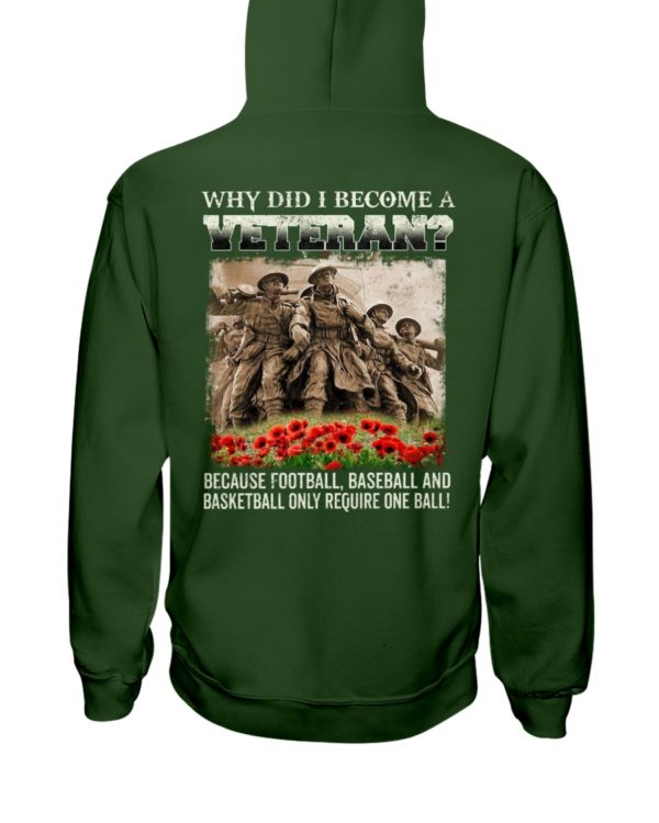 Why Did I Become A Veteran?Because Football,Baseball And Basketball Only Require One Ball! Shirt