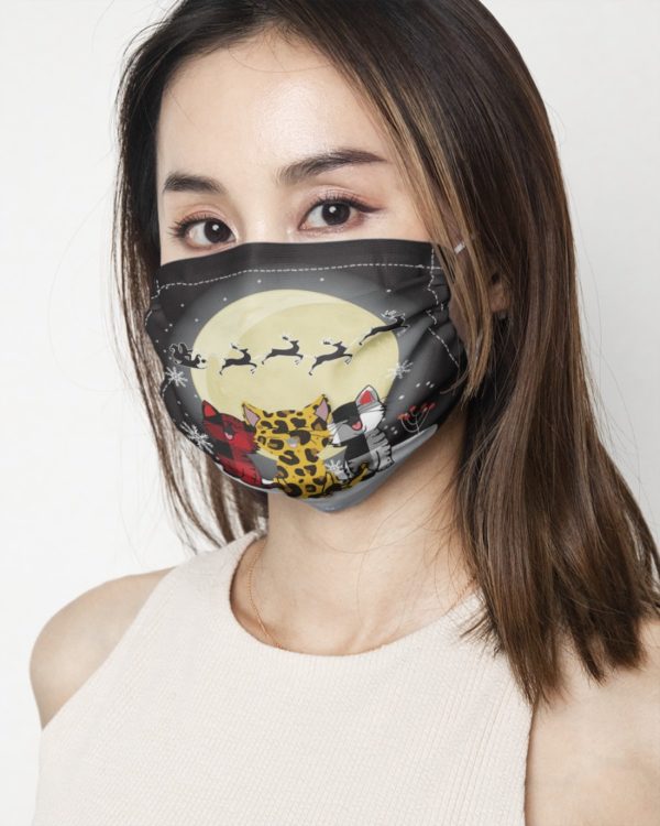 Merry Christmas Cats Face Mask
