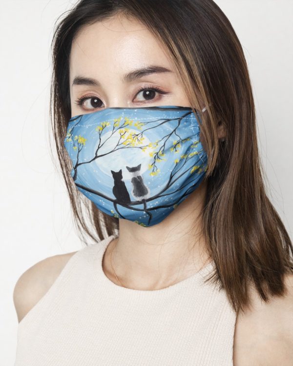 Cats Full Moon Face Mask