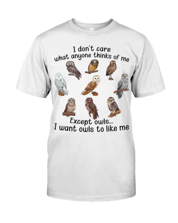 I Don't Care What Anyone Thinks Of Me Except Owl I Want Owls To Like Me Shirt