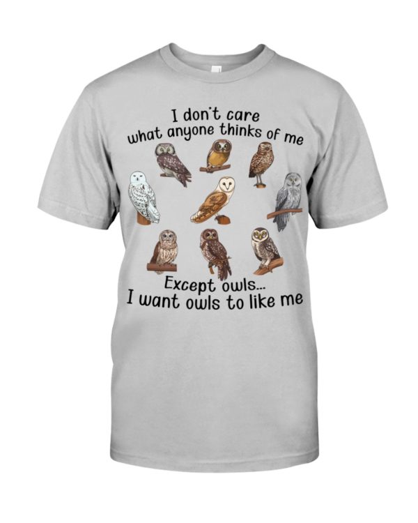 I Don't Care What Anyone Thinks Of Me Except Owl I Want Owls To Like Me Shirt