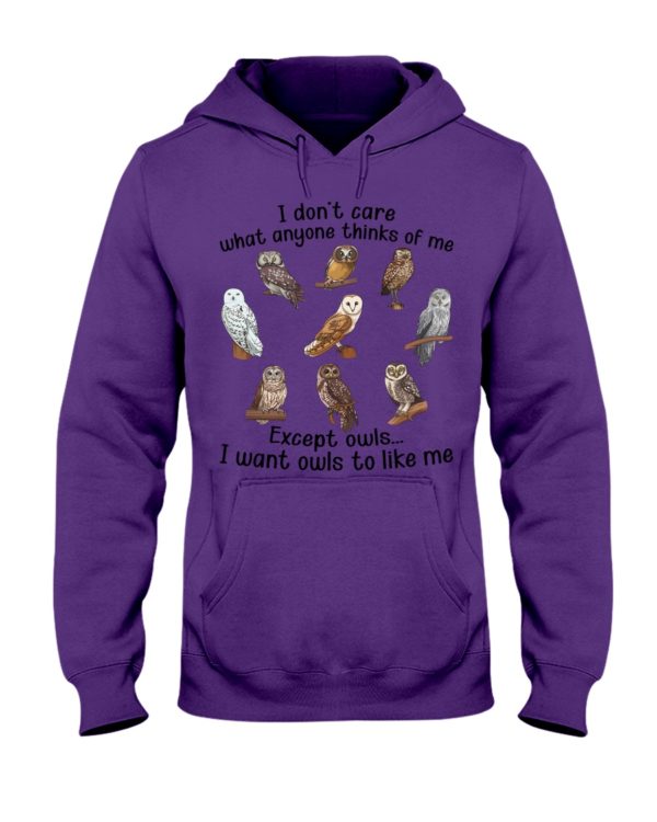 I Don't Care What Anyone Thinks Of Me Except Owl I Want Owls To Like Me Shirt